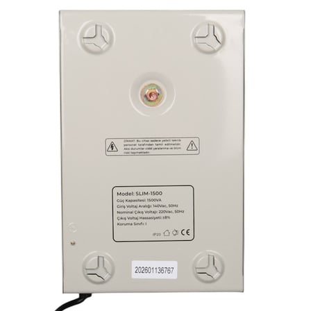 Powermaster SLIM-1500 Otomatik 1500VA Kombi Voltaj Regülatörü (İngiliz Fişli ve Evrensel Çoklu Soket