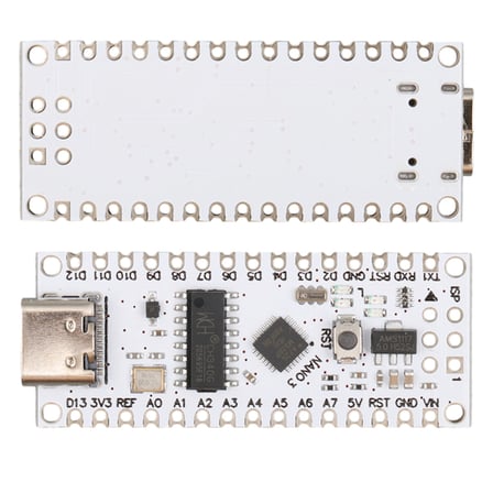 Arduino Nano V3.0 Uyumlu USB-C (Beyaz PCB) Geliştirme Kartı