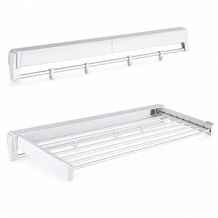 Sunup SN-37717 Katlanabilir Çamaşır Askılığı Duvara Monte Gizli Balkon Akordeon Kurutma Beyaz