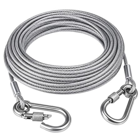 SUNUP SN-38108 10 Metre Çelik Köpek Bağlama Halatı Kilitli Karabina PVC Kaplamalı