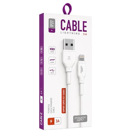 Powerway IP27 1 Metre 3A Lightning Hızlı Şarj ve Yüksek Hızlı Data Kablosu