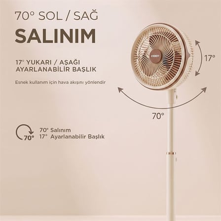 Everest FAN13 Olympos Air Krem/Gold 10" 80W 3 Hız Kademeli 2000RPM Çift Motorlu Retro Vantilatör