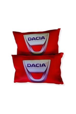 Dacia Logolu Kırmızı Seyahat Boyun Yastığı 2’li Set - Dijital Baskılı Araç Boyun Destek Yastığı