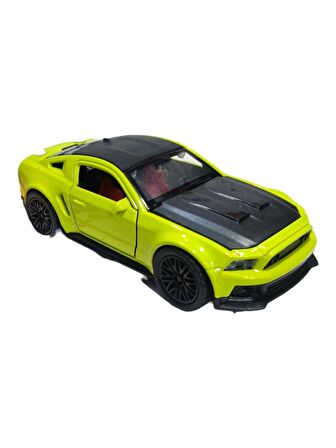 Metal Model Oyuncak Çek Bırak Haraket Eden Kapılar Açılabilen 1.36 Yeşil Spoilerlı Araba Mustang