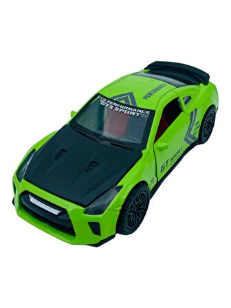 Metal Model Araba Kapıları Açılır Kapanır Çek Bırak Hareket Edebilen Lüks Araç yeşil Nissan Gtr