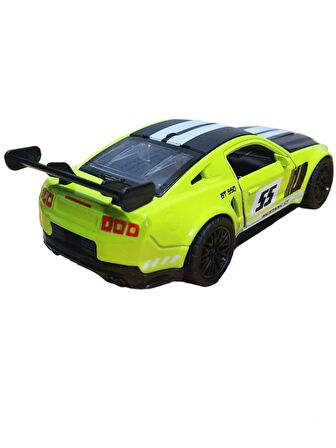 Metal Model Oyuncak Çek Bırak Haraket Eden Kapı Açılır 1.36 Yeşil Yarış Çizgi Spoiler Araba Mustang