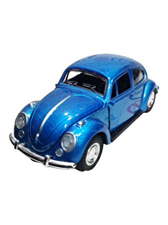 Metal Model Araba Kapıları Açılır Kapanır Çek Bırak Hareket Edebilen Klasik VW Beetle VosVos Mavi