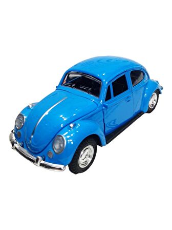 Metal Model Araba Kapıları Açılır Kapanır Çek Bırak Hareket Edebilen Klasik VW Beetle VosVos Mavi