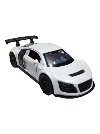 Metal Model Araba Kapıları Açılır Kapanır Çek Bırak Hareket Eden Araç Beyaz Audi R8