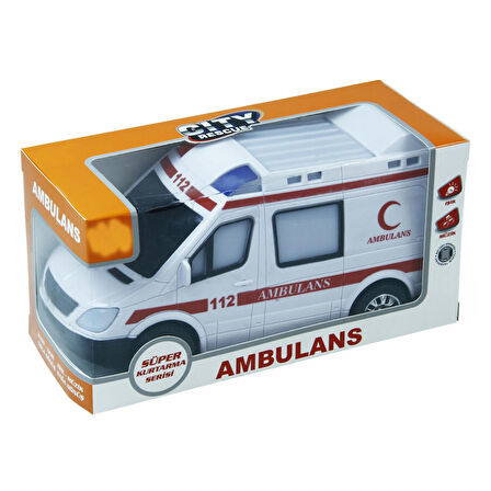 Sirenli Işıklı Ve Sesli Ambulans Pilli Araba Oyuncak Ambulans