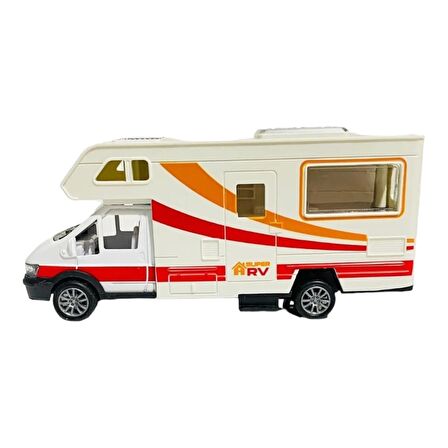 Die Cast Oyuncak Metal Karavan Çek Bırak Sürtmeli Karavan Turuncu