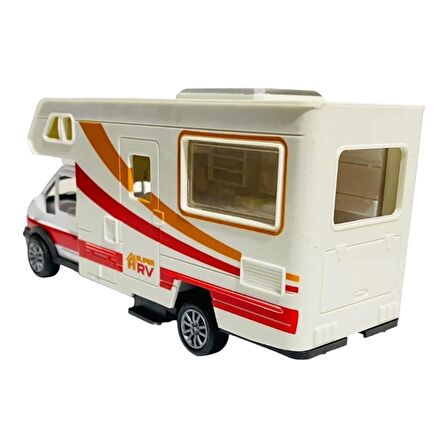 Die Cast Oyuncak Metal Karavan Çek Bırak Sürtmeli Karavan Turuncu