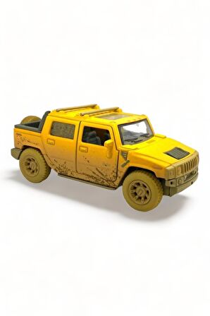 Metal Model Hummer Orjinal Lisanslı Die-Cast Araç 1,36 Çek Bırak Kapı Aç Kapa Hummer H2 Çamurlu