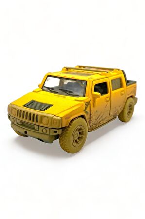 Metal Model Hummer Orjinal Lisanslı Die-Cast Araç 1,36 Çek Bırak Kapı Aç Kapa Hummer H2 Çamurlu