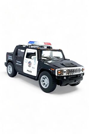 Metal Model Hummer Orjinal Lisanslı Die-Cast Araç 1,36 Çek Bırak Kapı Aç Kapa Hummer H2 Polis