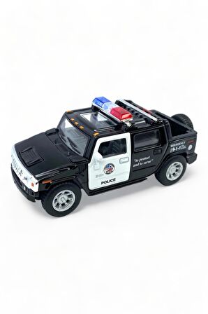 Metal Model Hummer Orjinal Lisanslı Die-Cast Araç 1,36 Çek Bırak Kapı Aç Kapa Hummer H2 Polis