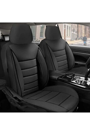 KZY UNİVERSAL SİYAH JET DERİ Ford Focus 2 Uyumlu Oto Koltuk Kılıfı