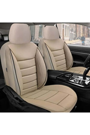 KZY UNİVERSAL BEJ JET DERİ Renault Clio 3 Uyumlu Oto Koltuk Kılıfı