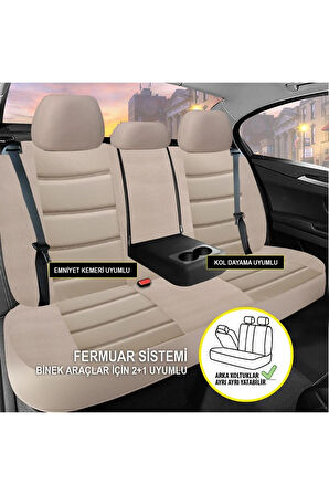 KZY UNİVERSAL BEJ JET DERİ Fiat Egea Uyumlu Oto Koltuk Kılıfı