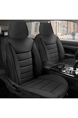 KZY UNİVERSAL SİYAH JET DERİ Citroen Saxo Uyumlu Oto Koltuk Kılıfı