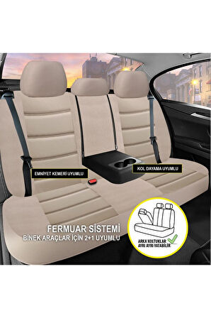 KZY UNİVERSAL BEJ JET DERİ Fiat Punto Uyumlu Oto Koltuk Kılıfı