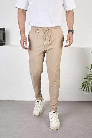 Erkek Duble Paça Jogger Pantolon,Beli Lastikli