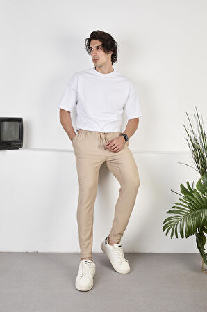Erkek Duble Paça Jogger Pantolon,Beli Lastikli