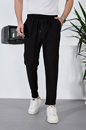 Erkek Duble Paça Jogger Pantolon,Beli Lastikli