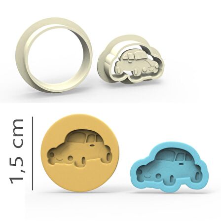 Araba Kurabiye, Bisküvi, Kolye Ucu, Mühür Kalıp Seti - 1,5 cm