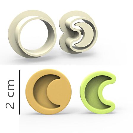 Ay Kurabiye, Bisküvi, Kolye Ucu, Mühür Kalıp Seti - 2 cm