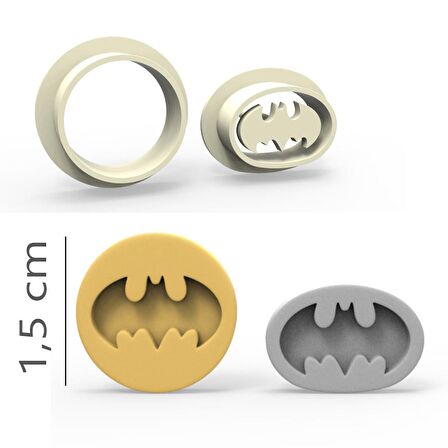 Batman Kurabiye, Bisküvi, Kolye Ucu, Mühür Kalıp Seti - 1,5 cm