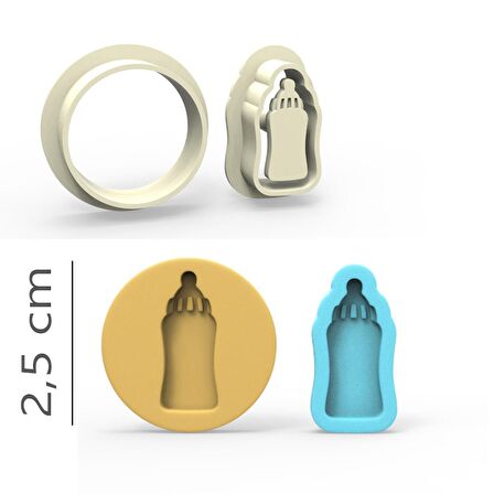 Biberon Kurabiye, Bisküvi, Kolye Ucu, Mühür Kalıp Seti - 2,5 cm