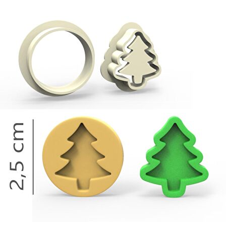 Çam Kurabiye, Bisküvi, Kolye Ucu, Mühür Kalıp Seti - 2,5 cm