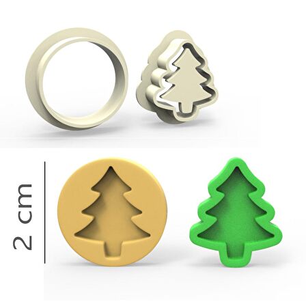 Çam Kurabiye, Bisküvi, Kolye Ucu, Mühür Kalıp Seti - 2 cm