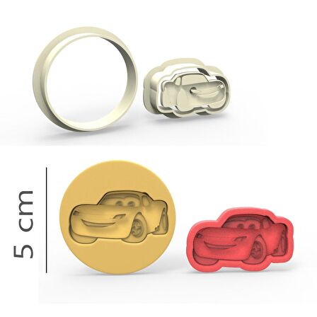 Cars Kurabiye, Bisküvi, Kolye Ucu, Mühür Kalıp Seti - 5 cm