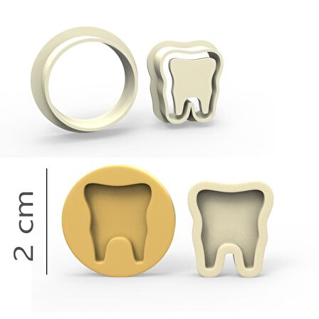 Diş Kurabiye, Bisküvi, Kolye Ucu, Mühür Kalıp Seti - 2 cm