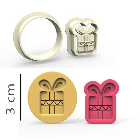 Hediye Kurabiye, Bisküvi, Kolye Ucu, Mühür Kalıp Seti - 3 cm