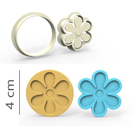 İnsta Çiçek Kurabiye, Bisküvi, Kolye Ucu, Mühür Kalıp Seti - 4 cm