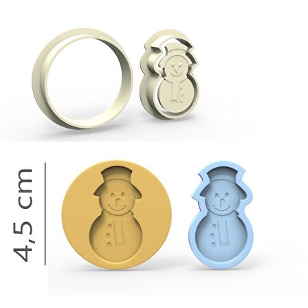 Kardan Adam Kurabiye, Bisküvi, Kolye Ucu, Mühür Kalıp Seti - 4,5 cm