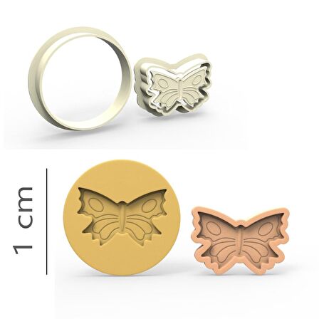 Kelebek Kurabiye, Bisküvi, Kolye Ucu, Mühür Kalıp Seti - 1 cm