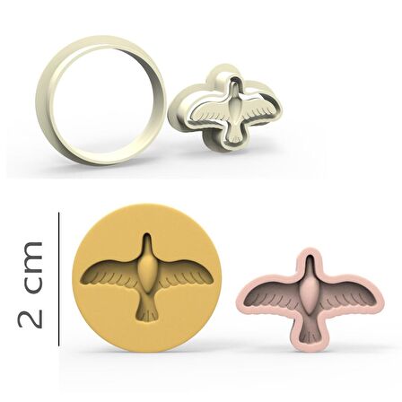 Kuş Kurabiye, Bisküvi, Kolye Ucu, Mühür Kalıp Seti - 2 cm