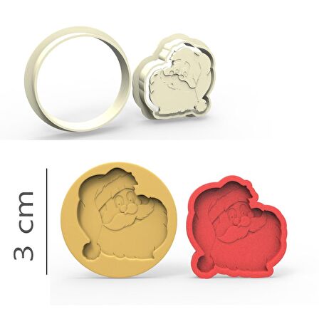 Noel Baba Kurabiye, Bisküvi, Kolye Ucu, Mühür Kalıp Seti - 3 cm