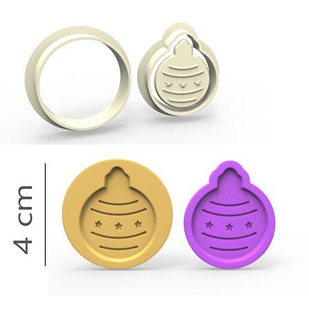 Yılbaşı Süs Kurabiye, Bisküvi, Kolye Ucu, Mühür Kalıp Seti - 4 cm
