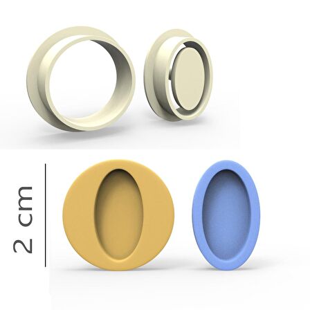 Oval Kurabiye, Bisküvi, Kolye Ucu, Mühür Kalıp Seti - 2 cm