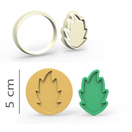 Papatya Yaprak Kurabiye, Bisküvi, Kolye Ucu, Mühür Kalıp Seti - 5 cm