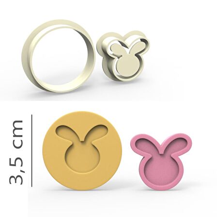 Tavşan Kurabiye, Bisküvi, Kolye Ucu, Mühür Kalıp Seti - 3,5 cm