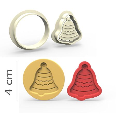 Çan Kurabiye, Bisküvi, Kolye Ucu, Mühür Kalıp Seti - 4 cm