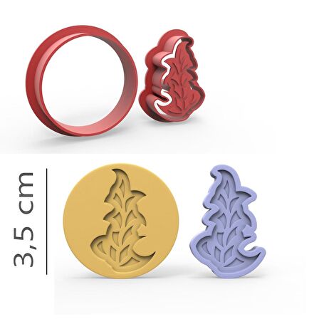 Desen-2 - Kurabiye, Bisküvi, Kolye Ucu Kalıp Seti - 3,5 cm