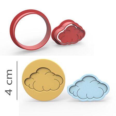 Bulut - Kurabiye, Bisküvi, Kolye Ucu Kalıp Seti - 4 cm