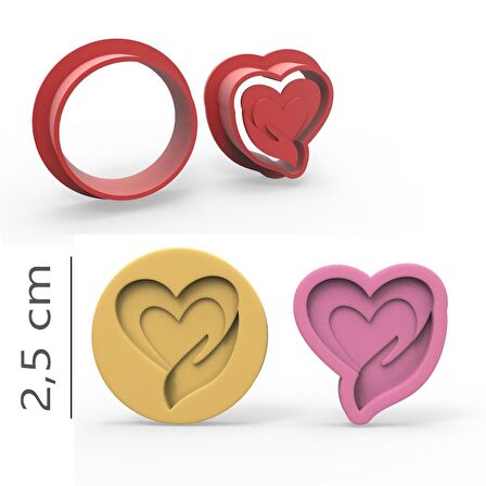 Kalp El - Kurabiye, Bisküvi, Kolye Ucu Kalıp Seti - 2,5 cm